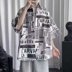 Trendy Shirt Instagram Chubby Plus Oversized Loose Casual Short Sleeved Summer Men's Fashion Trend Handsome