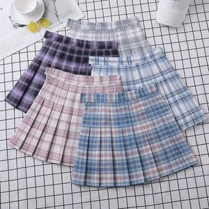 Skirts Plaid Skirt Pleated High Waist Womens Summer 2022 A-Line Korean Academy Style School Girls Eam Dance Costume Mini SprintL2429