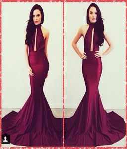 High Neck Mermaid Women Prom Dresses Wine Red Court Train Long Evening Spacial Occasion Party Gowns 2015 Natural Slim Cheap O1425034