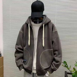 Erkek Hoodies Sweatshirts Sweatshirt Erkekler için Sweatshirt Spor Kıyafetleri Siyah kapüşonlu kapüşonlar tam zip y2k vintage Marka Tek Parça Ter Gömlek Kış 90S S D240429