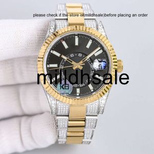 Relojの役割Relojes Diamond Watch Mens Watch Automatic Mechanical 9001 Montre de Luxe Stainless Strap Fashion Wristwatch Waterproof 42mm Shinny