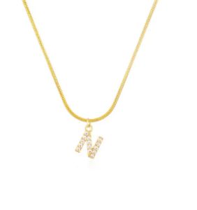 Inlaid zircon necklace Letter pendant necklace for women gold chain Simple necklace jewelry friend gift