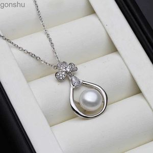 Hänghalsband 2023 Retro Natural Pearl Necklace for Women Wedding 925 Sterling Silver Pearl Pendant Mothers Anniversary Gift Whitewx