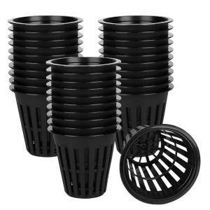 Dekorationer 50/100 st 2 tum Hydroponics Cups Slitted Mesh Wide Lip Filter Plant Net Pot Basket Basket Vegetabilisk trädgård odlade nettade korgar