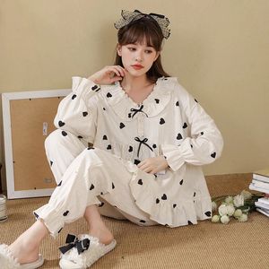 Set di pigiami a maniche lunghe per donne Autunno Sleep abbigliamento Sleep Abbigliamento da notte Set da notte set da donna pijama set femme homewear 240415