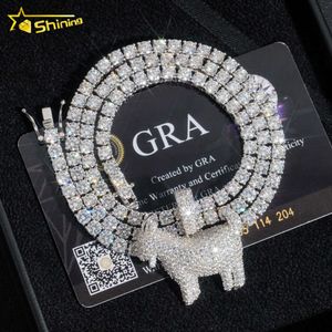 Großhandelspreis Luxus Anhänger goldplattierte Mikro -Pave Hip Hop ECED VVS Moissanit Diamond Ziegenpendenthesiderer Schmuck Schmuck