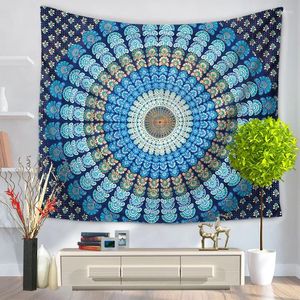 Tapisserier Mandala Tapestry Tryckt vägg hängande strandkast Mat hippie sängöverdrag