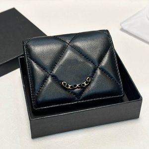 Mini 19Bag Women Designer Brieftet 11 cm Luxuskarte Halter Leder Diamond Gittermünze Geldbörse ausgehöhltes Emblem dreifache Borsa Schlüsselbeutel Pochette Abend Clutch