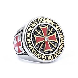 Band Rings Europe and the United States New Simple Trend Red Croce RMEN Domineertemplar Masonic Rfashion Party Gioielli Regali J240429