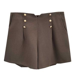 Kvinnors shorts Autumn och Winter 100 kg Fashion Wool Wide Ben Shorts Plus Size Womens Casual High midje Six Button Bootcut 1170L2403