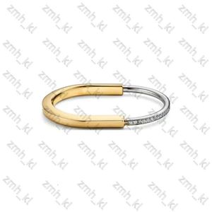 Tiffanyjewelry Designer Charme Armbänder Hochwertige Trendmarke Luxusschmuck Armreifen für Frauen Klassiker Geometrisches Zirkon -Lock Roségold 352