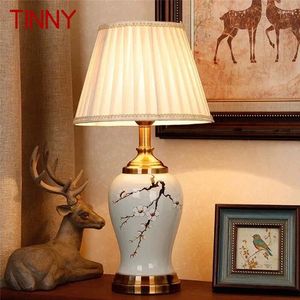 Bordslampor Tinny Contemporary Ceramics Lamp American Style Living Room Bedroom Bedside Desk Light El Engineering Decorative