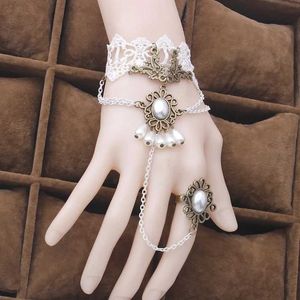 Chain Vintage Fashion Gothic Bracelet Handmade Lace Big Crystal Wrist Wrap Finger Bracelets Bangles For Women Christmas Gift