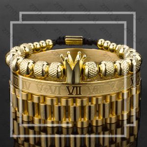 Fashion Designer Bracciale 3pcs/Set Imperial Crown King King Mens Bracciale Pave CZ Braccialetti dorati per uomo Canno di lusso Fashion Guff Bangle Birthday Birthday Birthday 551