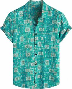 夏のメンズハワイアンシャツカジュアルフローラルシャツ半袖シングル胸ビーチトロピカルファッション特大のシャツ240428