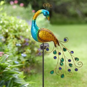 Decorations Solar Peacock Lights Outdoor LED Light Metal Peacock Statues Figurine Lawn Landscape For Yard Path Garden Decoration Sculpture