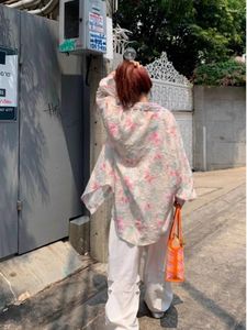 Bluzki damskie Korejepo Floral Suncreen koszule amerykańskie modne kobiety wiosna 2024 koszula luźna leniwa styl romantyczny trend górny