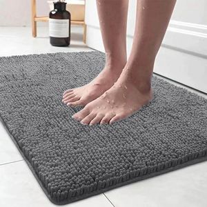 Luxury thicken Chenille Bathroom Anti Slip Bath Mat with Super Water Absorbent Bathroom Rug Entrance corridor foot mats carpet 240419