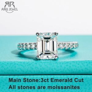 AnuJewel 3ct Emerald Cut D Color Engagement Rings For Women 925 Sterling Silver Luxury Wedding Ring Jewelry Wholesale 240424