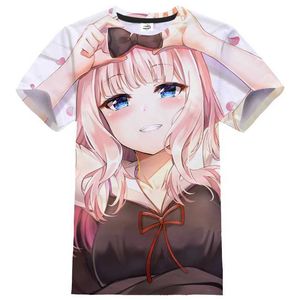 T-shirts Ny 2023 anime kärlek är krig 3d tryck t-shirt mode street klädherrens sport casual t-shirt cavai flickor hip hop t-shirt topl2404