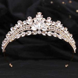 Tiaras Korean Green Blue Opal Crystal Princess Crown for Women Wedding Luxury Queen Księżniczka Party Bridal Party