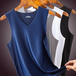 Verão plus size masculino tanques de roupas de vestuário coletes de seca rápida tanques de viagem de praia Camisetas finas de coletes finos 240428