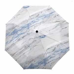 Padrão de mármore de guarda -chuvas abstrato moderno branco automático deslocamento de viagem dobrável parasol portátil à prova de vento