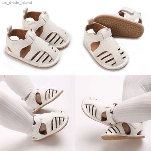 Sandalen Haishi Neugeborene Babyschuhe für Jungen und Mädchen Sommer PU Weiche Gummi-Sohle Anti-Slip-Baby Erster Schritt Wanderschuhe Baby Sandalen 0-18ml240429