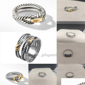 Bandringar Twisted Women flätade Designer Men Fashion Jewelry For Cross Classic Copper Ring Wire Vintage X Engagement Anniversary Gift OT9GO