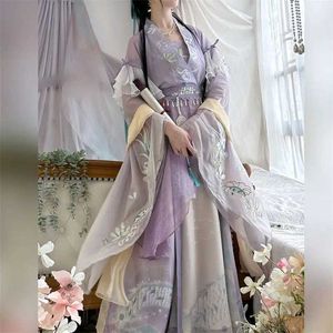 Roupas étnicas antigas tradicionais chinesas chinesas hanfu vestido de fada bordado cenário de dança folclórica fantasia retro tradicional dinastia roxa ha