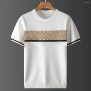 メンズTシャツ2024プラスサイズ秋の半スリーブセーターメンズショートTシャツ刺繍カジュアルライントップ大型