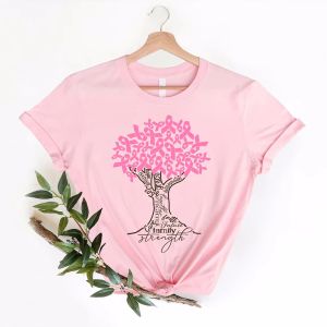 Enhancer Pink Ribbon Tree T Shirt Breast Cancer Awareness Motivational Fighter Graphic Cotton Tees