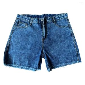 Women's Shorts Pockets Women Retro Distressed High Waist With Butt-lifted Design Side Slim Fit For Casual Club