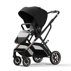 Коляски# Fashion High View Baby Cloller с эргономичным сабвуфером сиденья, подходящим для новорожденных портативных колясок с одной рукой, чтобы наклоненная корзина отталкивает стул Q240429