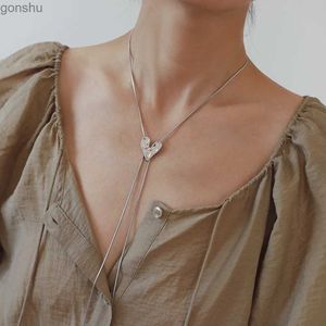 Anhänger Halsketten Rhysong Flüssiges Metall unregelmäßig Herz Charme Verstellbarer langer Halskette 316L Edelstahl farbloser Schmuck Damen Mode Halskettewx