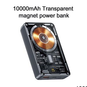 Mobiltelefone Banken Bank Magnetic Wireless PD 20W schnelle Gebühren 10000mAh transparente ER -Platte USB -tragbarer CE für Telefon13/12 Hülle D DHWQG