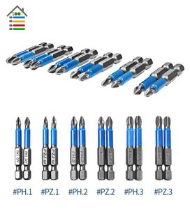 12PCS GCR15 Phillips Hex Shanked Anti Slip Hutriver Bits Magnetyczny pojedyncza głowica 1 1 2 2 PH3 pz3 50 mm długość 4386032