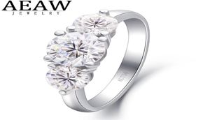 20CTW 65mm Round Brilliant Cut Moissanite Engagement Halo Ring Three Stone Style Solid Real 18K White Gold For Lady DF Color Y013089775