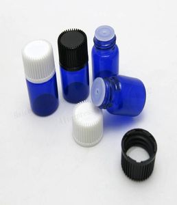 100 x 2mlコバルトブルーガラスエッセンシャルオイルボトルプラスチック蓋付き2mlガラスボトルミニブルーバイアルミニコンテナ7863035