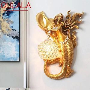 Wall Lamps OULALA Contemporary Mermaid Lamp Personalized And Creative Living Room Bedroom Hallway Aisle Decoration Light