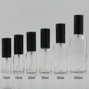 Бутылки для хранения 30 мл стеклянной бутылки с черной упаковкой спреем тумана для тонера 1 унции в складе