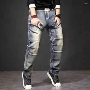 Calças de jeans masculinas com bolsos para homens cargo cargo calça cowboy masculino grunge y2k 2024 tendência de moda jeans 90s streetwear xs macio