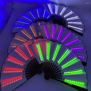 Decorative Figurines Halloween Carnival Party Lighting Fans 10inches LED Neon Light Rave Fan Folding Luminous Glowing In The 12V 10 Inch