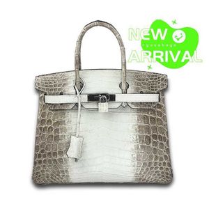 Borsa per borse 10A Crocodile fatta a mano in pelle vera elastica emma a mano contropiede himalayan francese in platino da 30 cm da donna classico wn-zalf