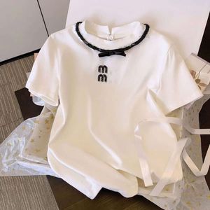 Koszulka damska designerka koszulka Kobieta Summer Trendy Short-Sleeved Letter Diamond Graphic TEE Casual Slim Pullover Shirts Top KS94