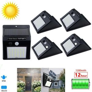 Decorações Venda quente 30 LED Sensor sem fio solar sem fio Lâmpada de parede solar de parede solar de decoração de jardim de movimento ao ar livre Spotlights