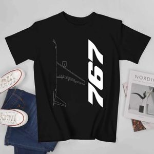 Мужские футболки Негабаритная футболка Boeing 767 Silhouette Cotton Funt Boeing Mens Mens Летняя футболка Y2K Casual Custom Clothingl2403