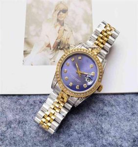 o l e x zegarki na rękę luksusowy projektant Purple r Silver Case Diamond Skala luksusowa Lady Mechanical Watch9026518