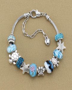 Stränge blaue Magie Perlen 925 Silberarmband Seesternschildkröte Gold als DIY -Schmuck Geschenk5490552