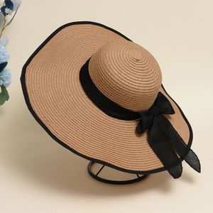 Yaz kadın boater plaj şapkası kadın gündelik panama şapka bayan klasik düz bowknot saman güneş şapka kadın hediyesi 240429